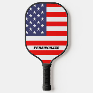 Patriotic stars stripes American flag personalised Pickleball Paddle