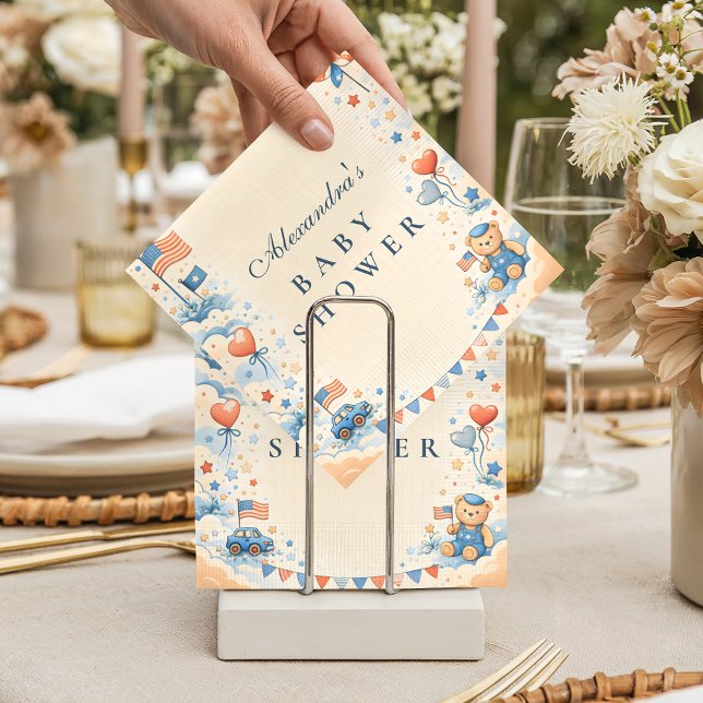 Patriotic Stars & Stripes Baby Shower Napkin (Creator Uploaded)