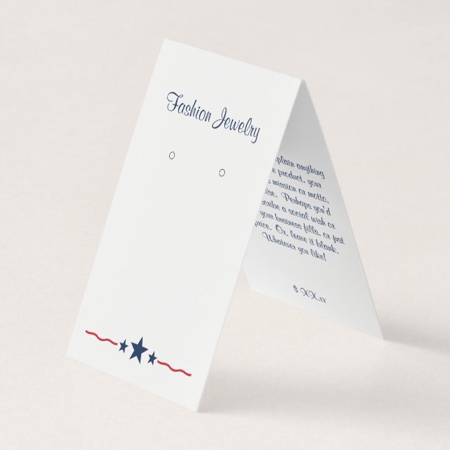 Patriotic Stars & Stripes Earring Display Cards (Front)