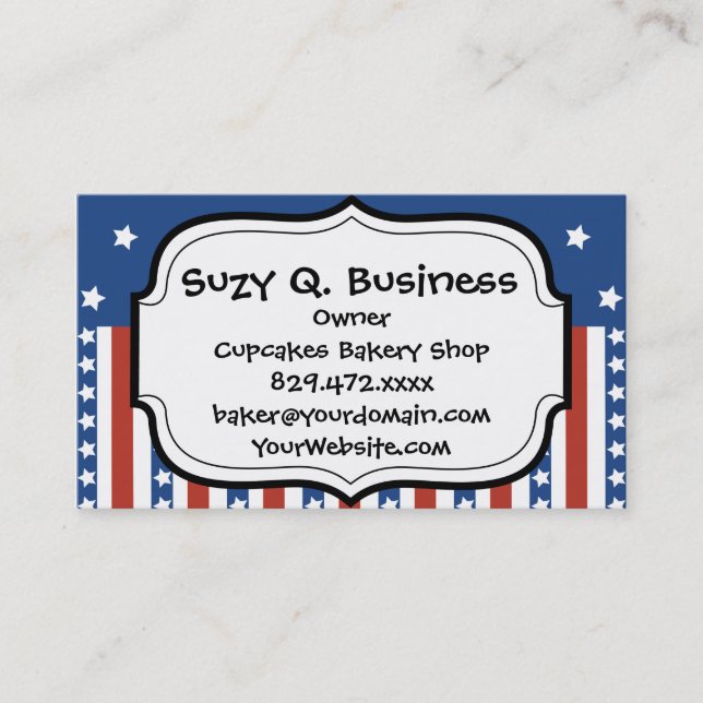 Patriotic Stars Stripes Freedom Flag 4th of July Business Card (Front)