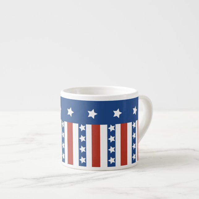 Patriotic Stars Stripes Freedom Flag 4th of July Espresso Cup (Front Right)