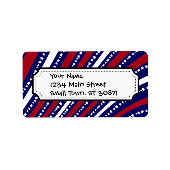 Patriotic Stars Stripes Freedom Flag 4th of July Label (Front)