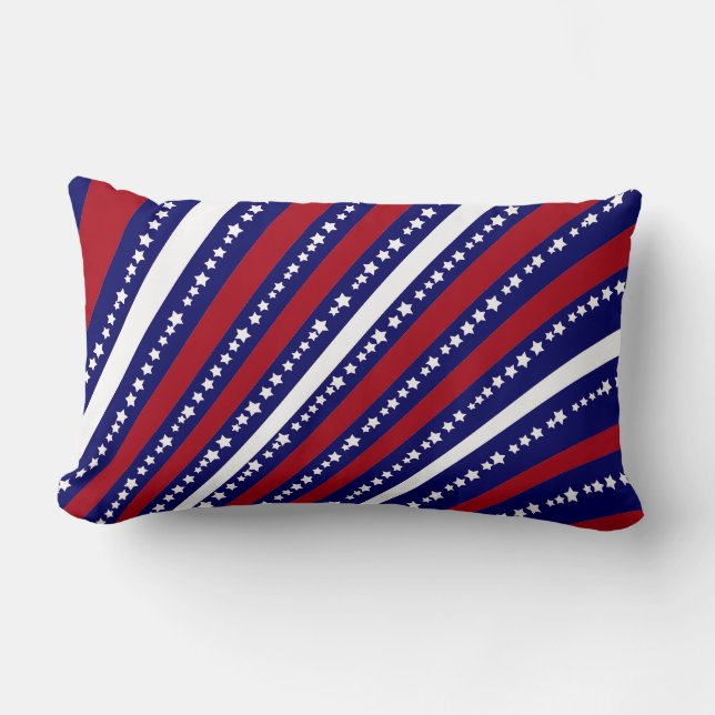 Patriotic Stars Stripes Freedom Flag 4th of July Lumbar Cushion (Front)