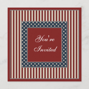 Patriotic Stars & Stripes July 4th Party Invites