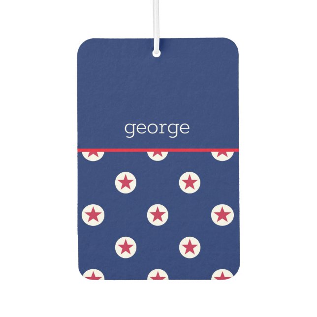 Patriotic Stars Stripes Pattern Name Fun Car Air Freshener (Front)
