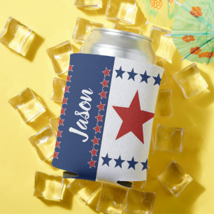 Patriotic Stars & Stripes Personalised  Can Cooler