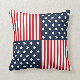 Patriotic Stars & Stripes Red White Blue Pillow