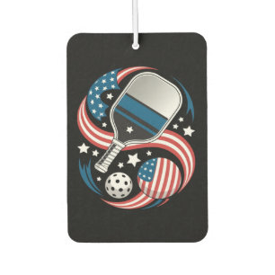 Patriotic Stars Stripes USA Flag Pickleball Car Air Freshener