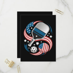 Patriotic Stars Stripes USA Flag Pickleball Invitation Postcard