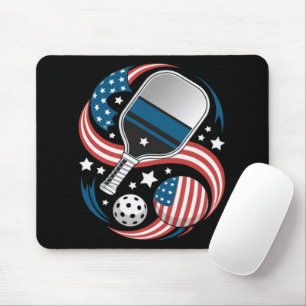 Patriotic Stars Stripes USA Flag Pickleball Mouse Mat