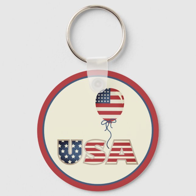Patriotic Stars & Stripes USA  Key Ring (Front)