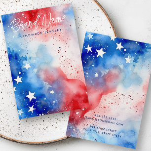 Patriotic stars watercolor earring display card