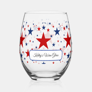 Patriotic Stars Wine Glass