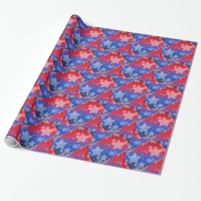 Patriotic Stars Wrapping Paper (Unrolled)