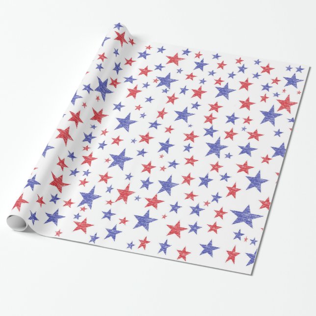 Patriotic Stars Wrapping Paper (Unrolled)