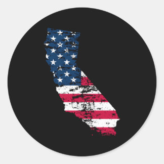 Patriotic State Of California Usa Flag For Classic Round Sticker