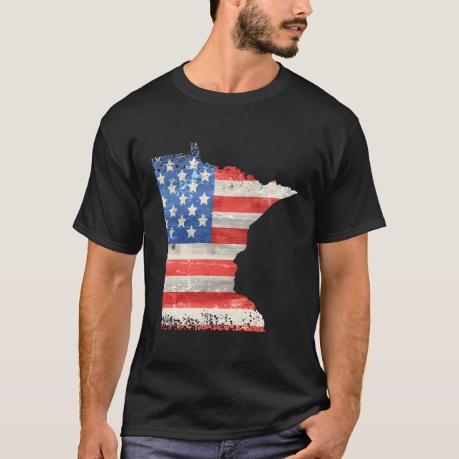 Patriotic State Of Minnesota Usa Flag For T-Shirt (Front)
