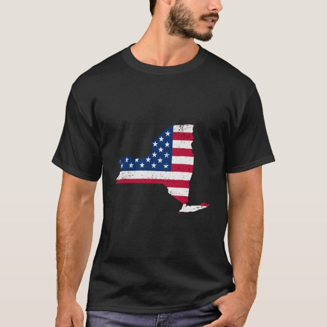Patriotic State Of New York Usa Flag For T-Shirt (Front)