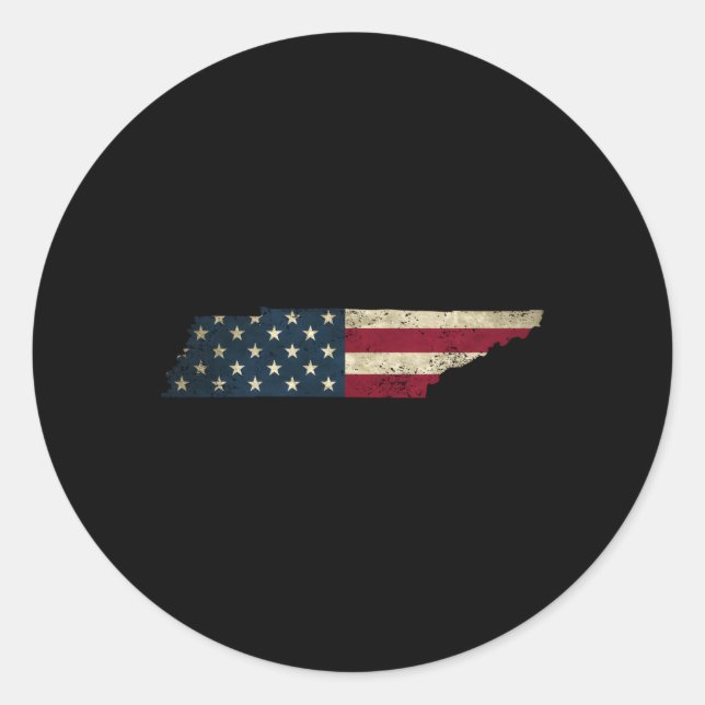 Patriotic State Of Tennessee Usa Flag For Classic Round Sticker (Front)