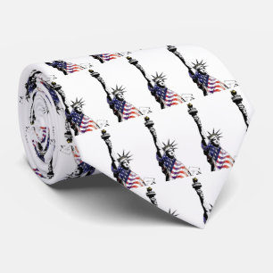 Patriotic Statue of Liberty in American Flag  Tie