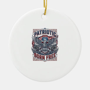 Patriotic Steel Road Guardian Biker Road Freedom P Ceramic Tree Decoration