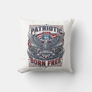 Patriotic Steel Road Guardian Biker Road Freedom P Cushion