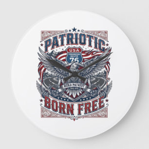 Patriotic Steel Road Guardian Biker Road Freedom P Large Clock