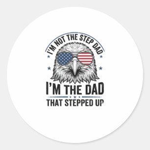 Patriotic Step Dad Eagle Vintage Shirt Design_1 Classic Round Sticker