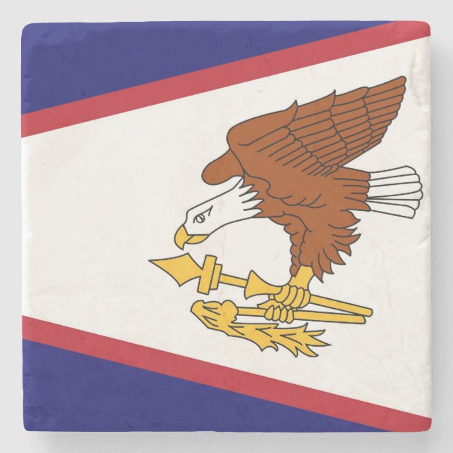 Patriotic stone coaster with American Samoa flag (Front)