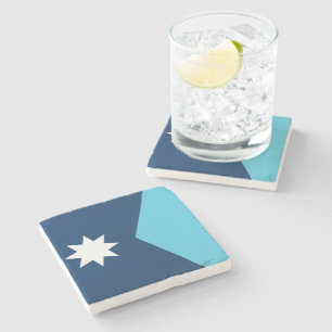 Patriotic stone coaster with Flag of Minnesota, US