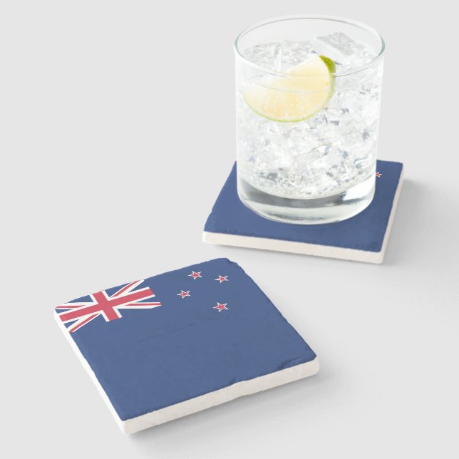Patriotic stone coaster with Flag of New Zealand (Side)