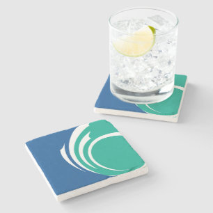 Patriotic stone coaster with Flag of Ottawa