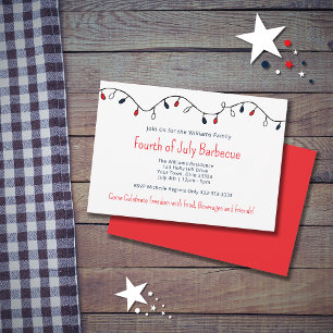 Patriotic String Lights Fourth of July Barbecue Invitation