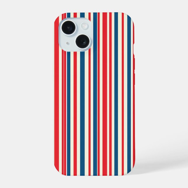 Patriotic Stripes iPhone 15 Case (Back)