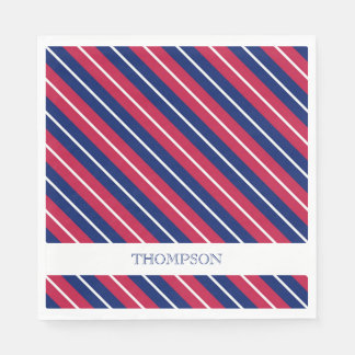 Patriotic Stripes Red White Blue NAME Classic Napkin