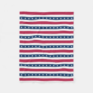Patriotic Stripes with Stars Fleece Blanket