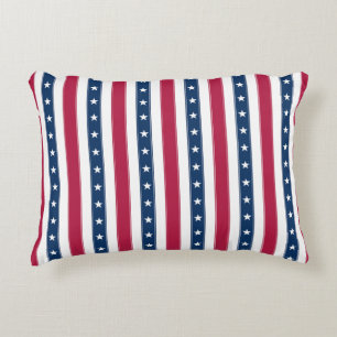 Patriotic Stripes with Stars (vertical) Decorative Cushion