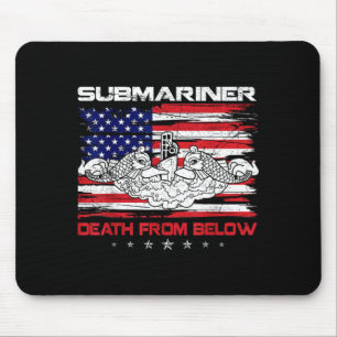 Patriotic Submariner Death from Below Flag USA Mouse Mat