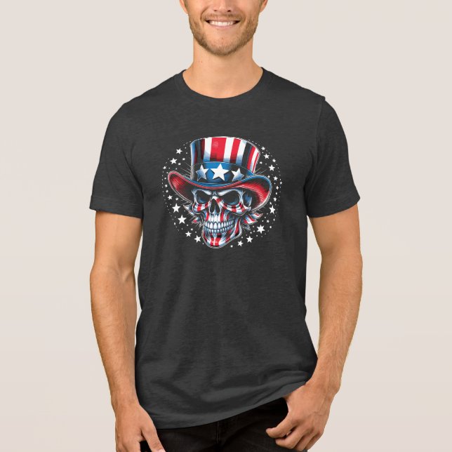 Patriotic Sugar Skull Tri-Blend Shirt (Front)