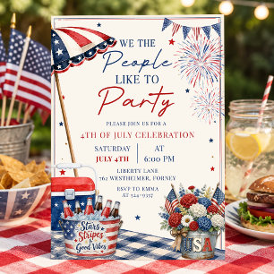 Patriotic Summer 4th of July Pool Party Invitation