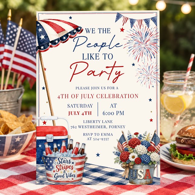 Patriotic Summer 4th of July Pool Party Invitation (Creator Uploaded)
