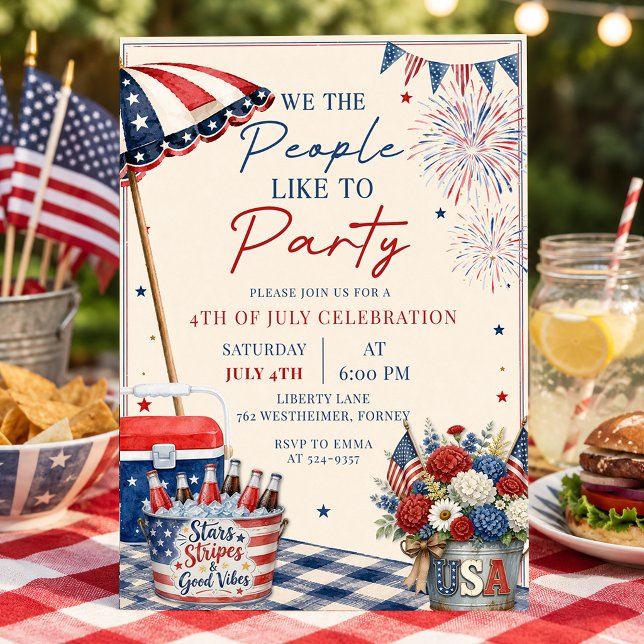 Patriotic Summer 4th of July Pool Party Invitation (Creator Uploaded)