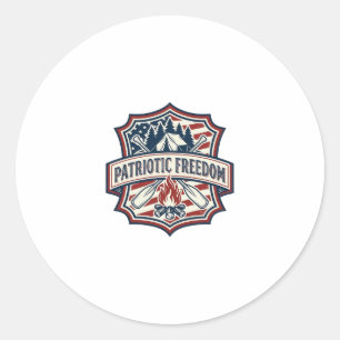 Patriotic Summer Camp Spirit Vector Graphic Tee_1 Classic Round Sticker