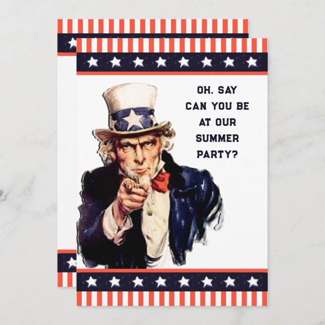 Patriotic Summer Party Invitation (Front/Back)
