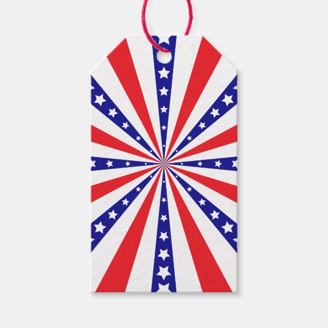 Patriotic Sun Burst Gift Tags (Front)