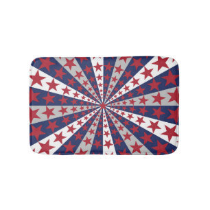 Patriotic Sunburst: American Flag Artwork Bath Mat