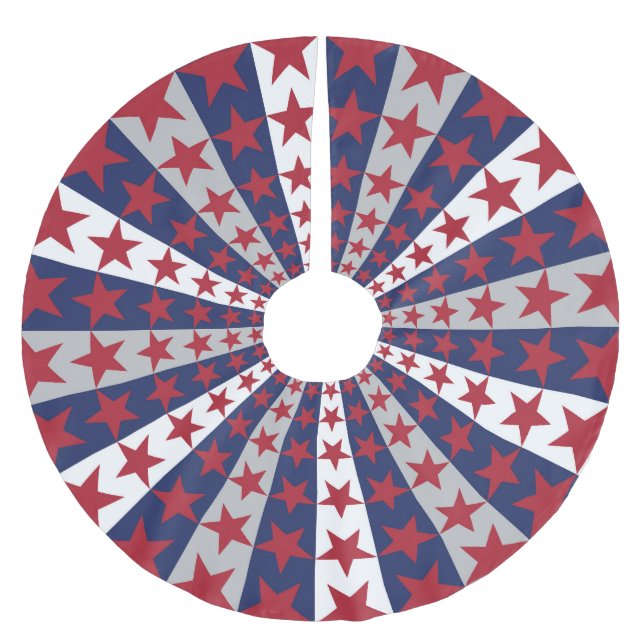 Patriotic Sunburst: American Flag Artwork Brushed Polyester Tree Skirt (Front)