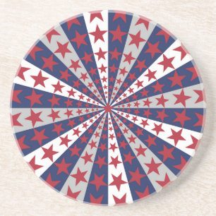 Patriotic Sunburst: American Flag Artwork Coaster
