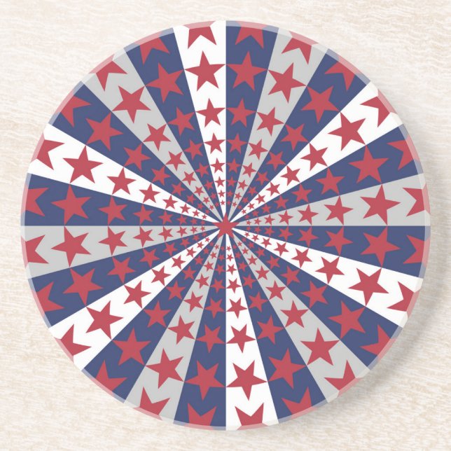Patriotic Sunburst: American Flag Artwork Coaster (Front)