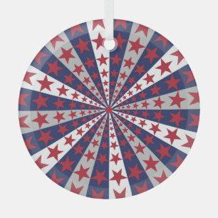 Patriotic Sunburst: American Flag Artwork Glass Tree Decoration